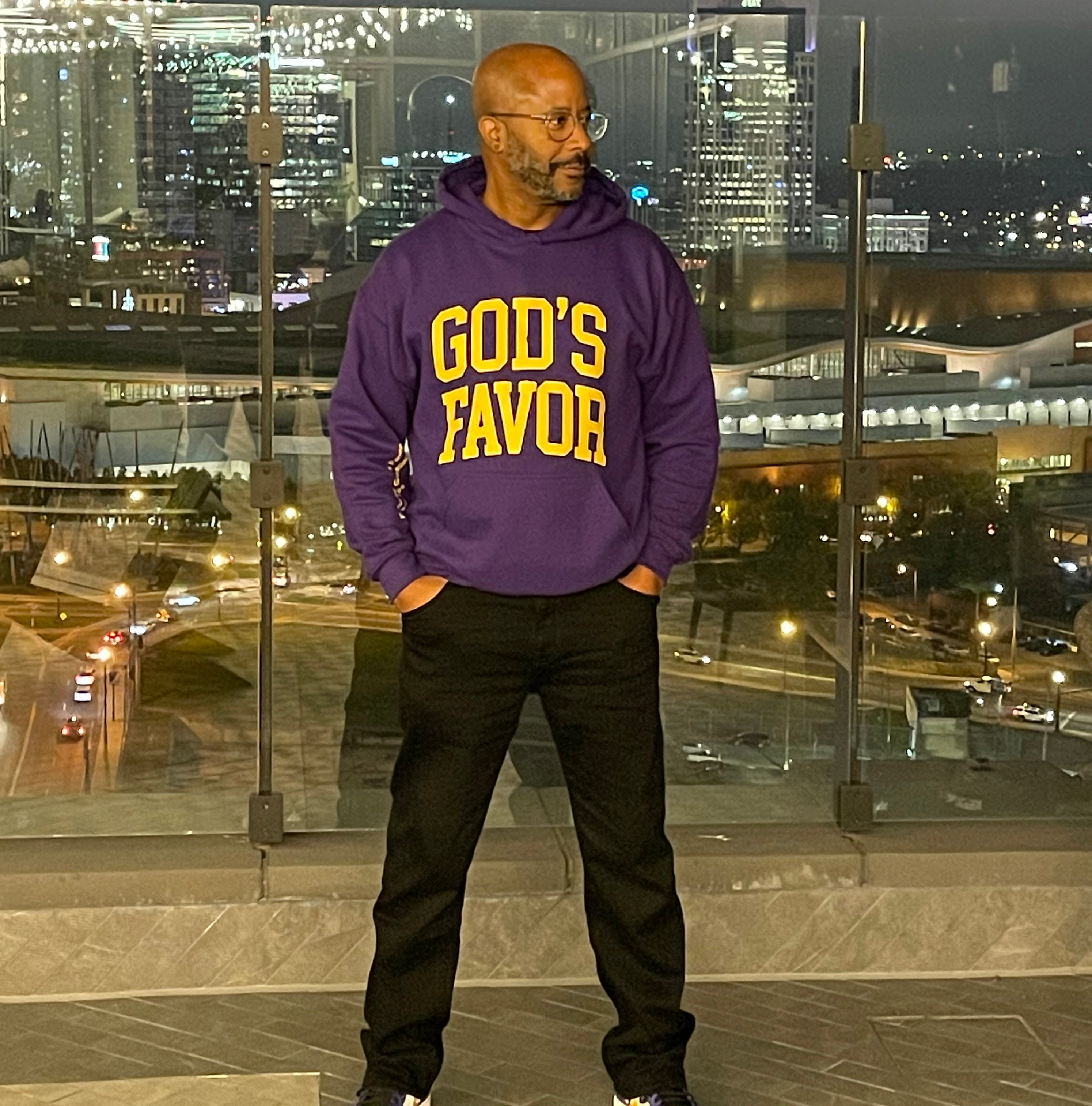 God’s Favor Hoodies Purple | Gold lettering