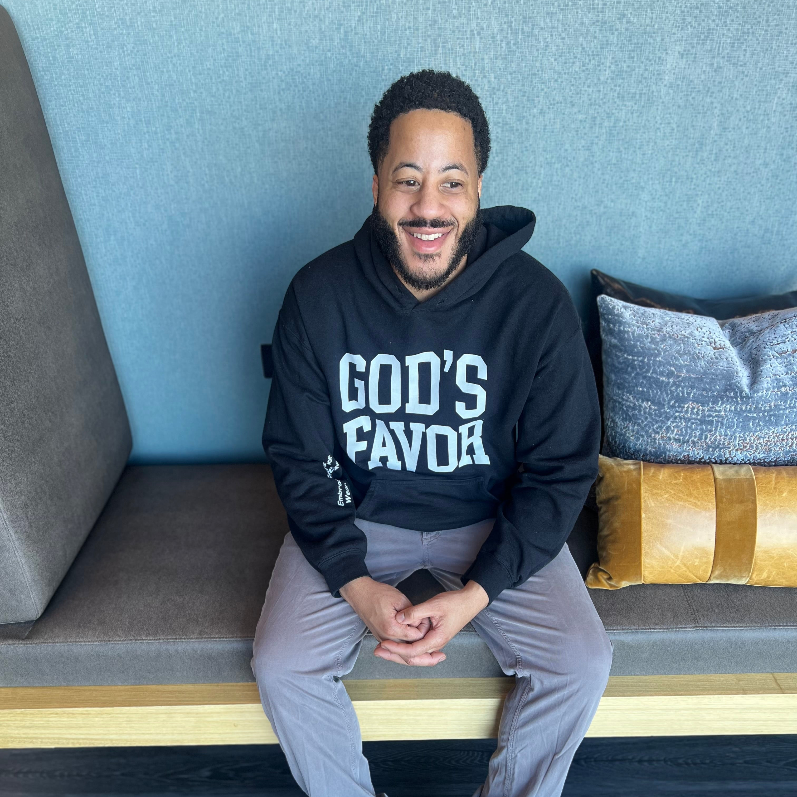 God’s Favor Hoodies Black | White Lettering