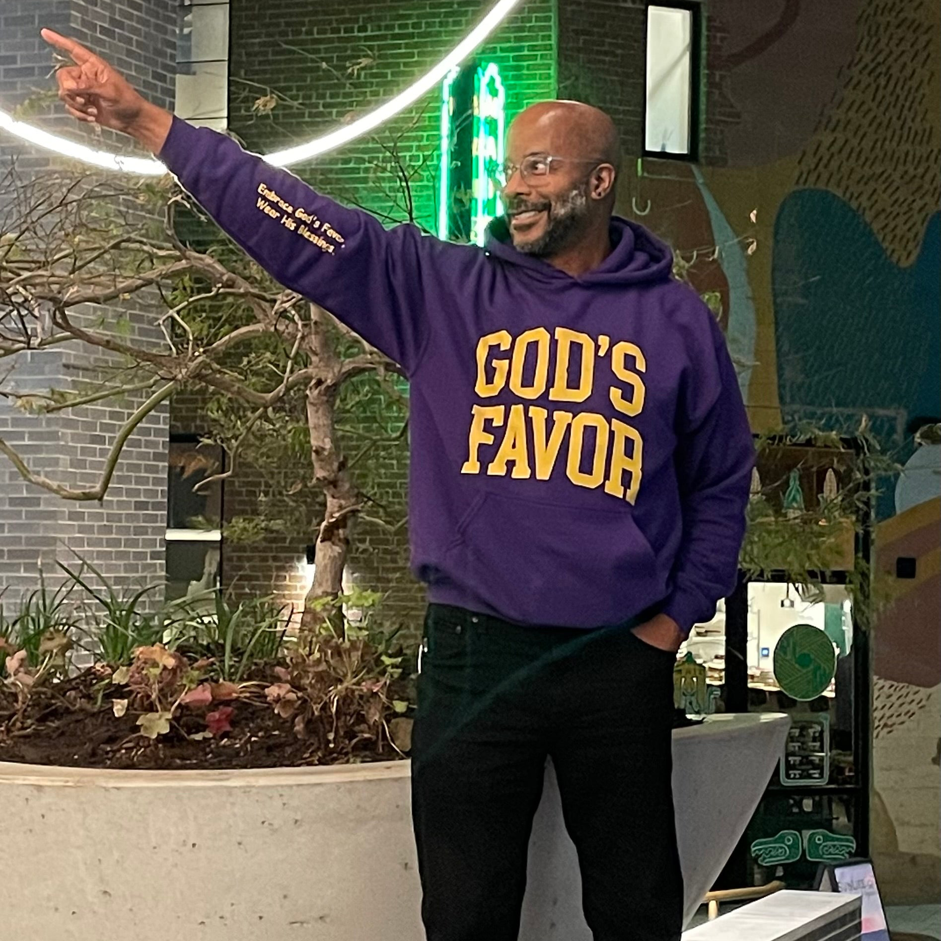 God’s Favor Hoodies Purple | Gold lettering