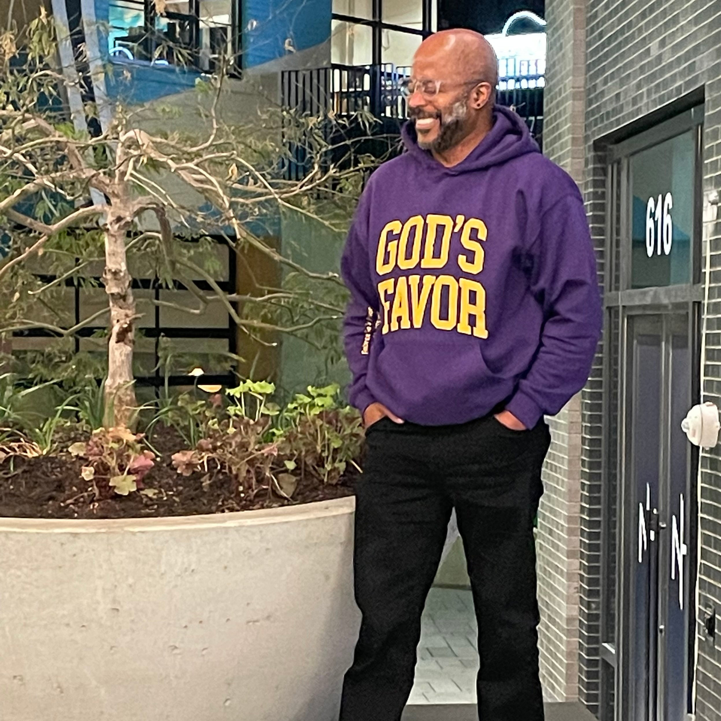 God’s Favor Hoodies Purple | Gold lettering