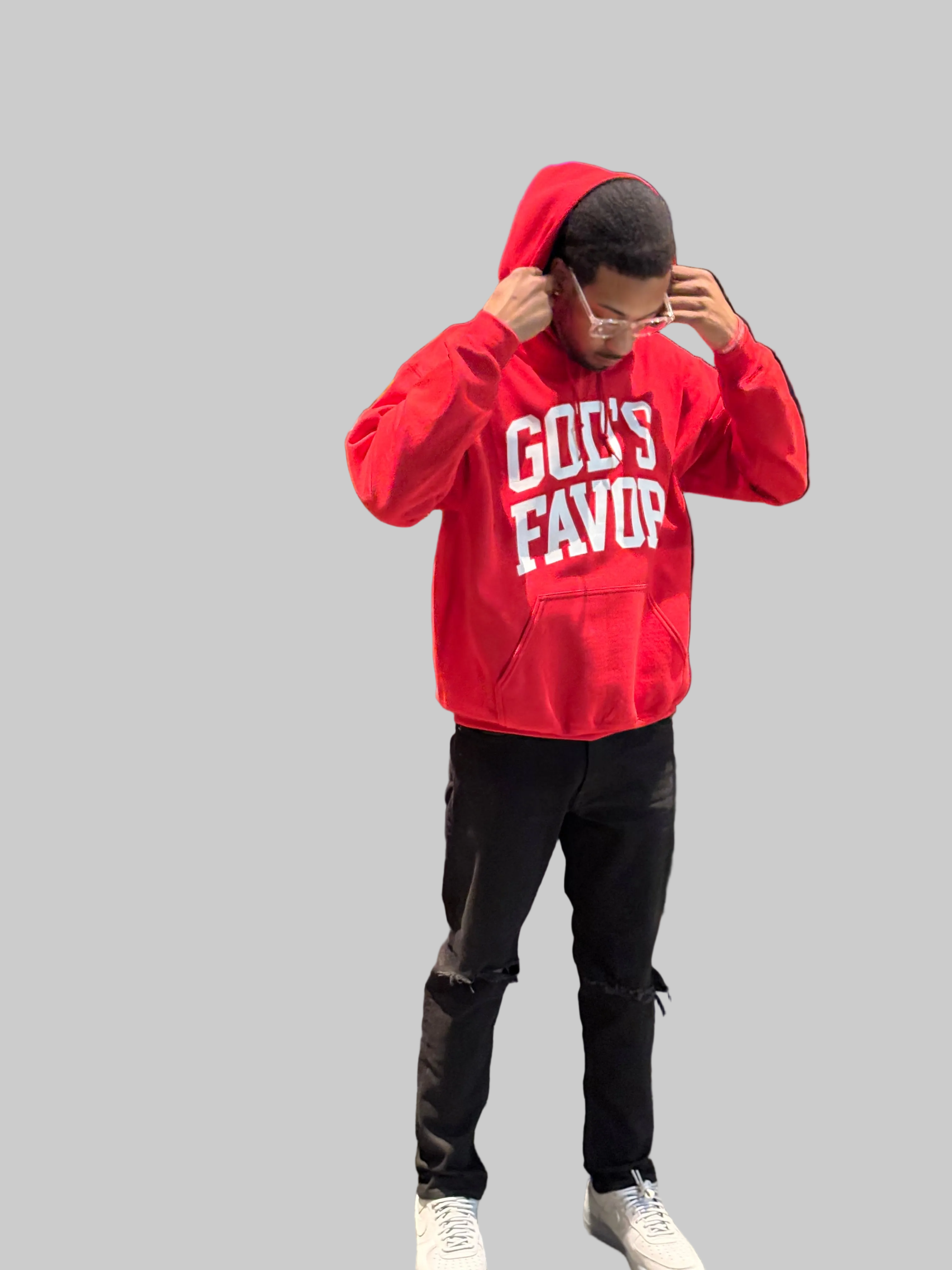 God’s Favor Hoodies Red | White Lettering