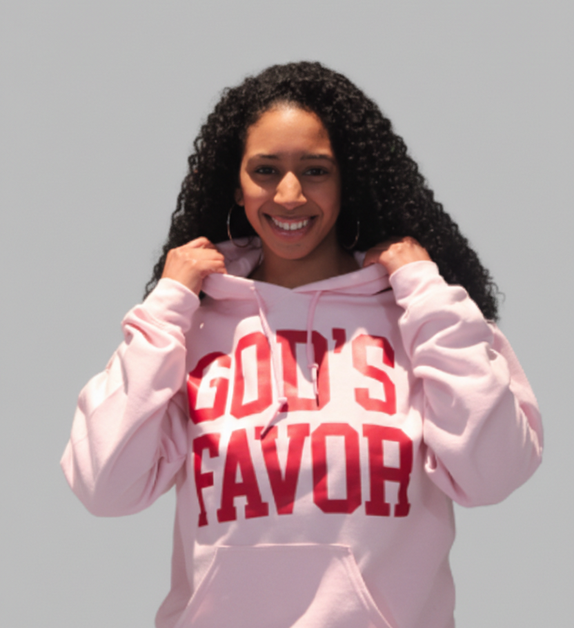 God’s Favor Hoodies Pink | Red lettering