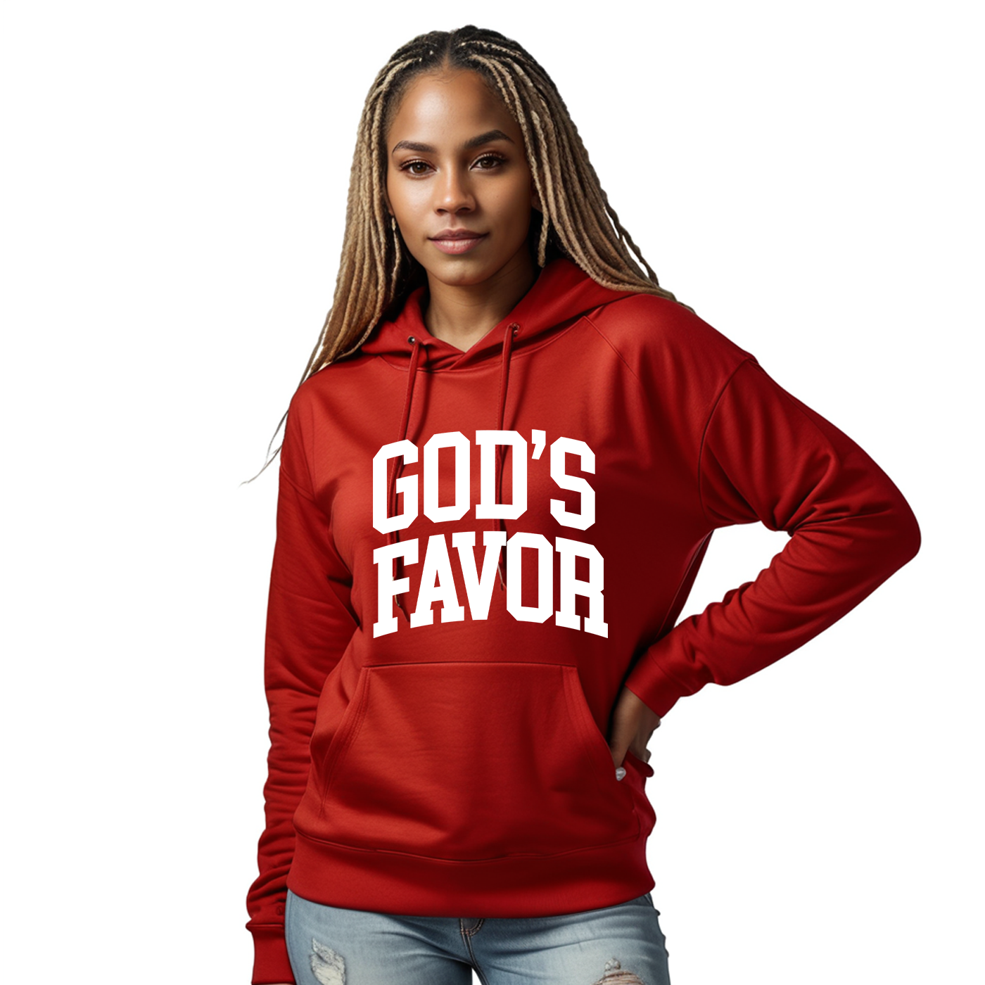 God’s Favor Hoodies Red | White Lettering
