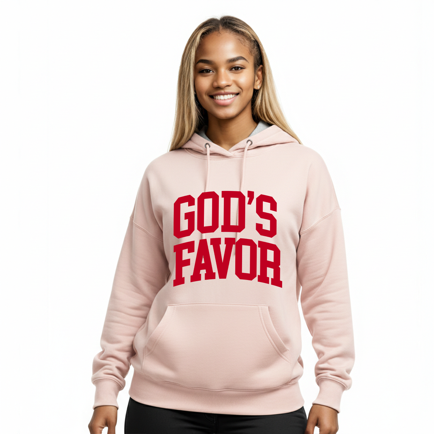 God’s Favor Hoodies Pink | Red lettering
