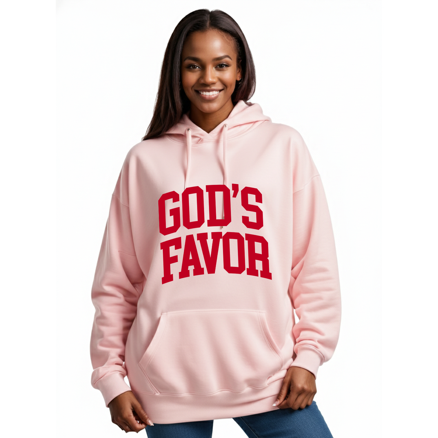 God’s Favor Hoodies Pink | Red lettering