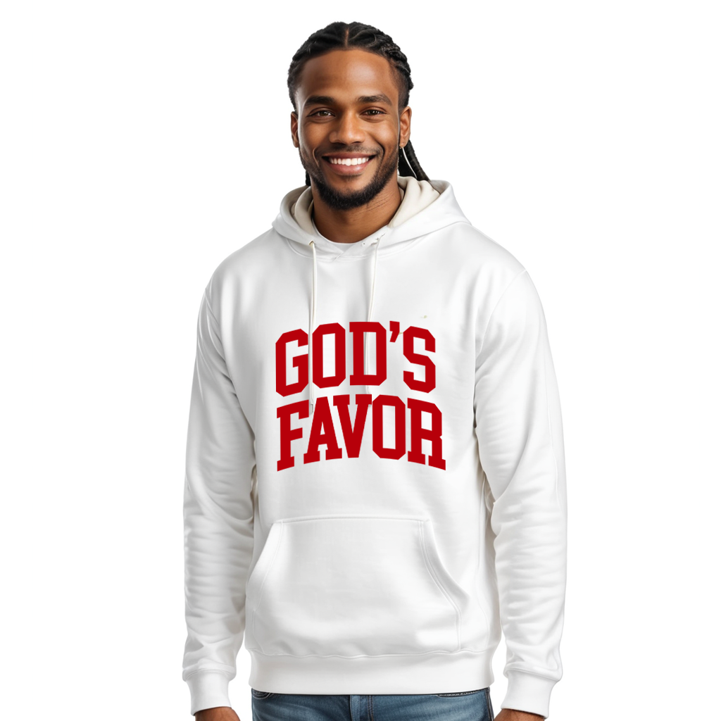 God’s Favor Hoodies White | Red lettering