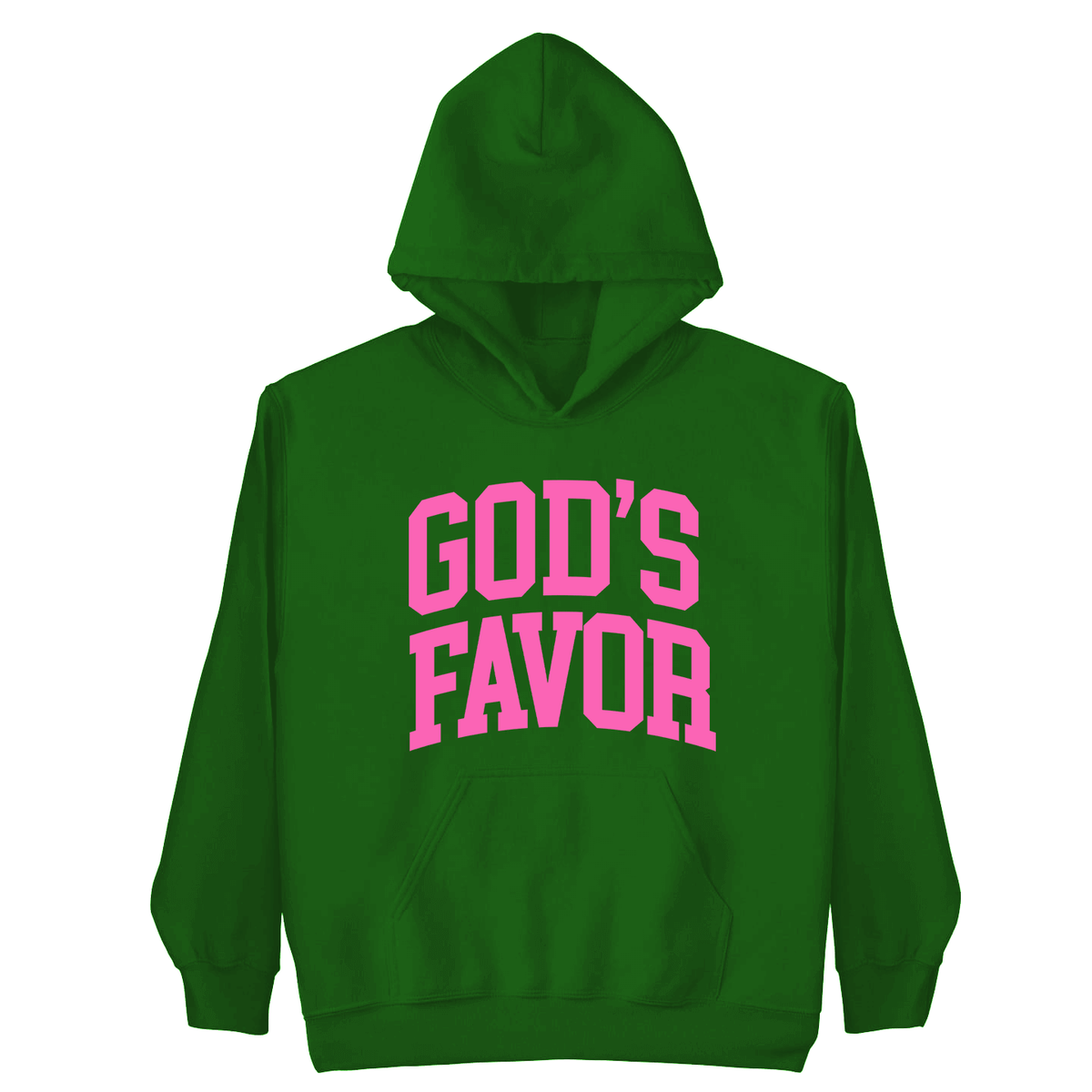 God’s Favor Hoodie Green | Pink Lettering