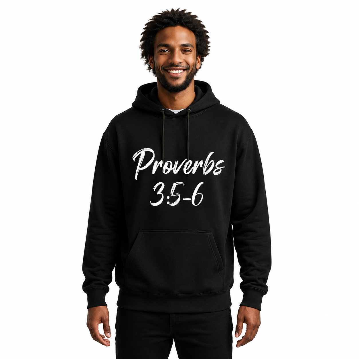 Proverbs 3:5–6 Premium Faith Hoodie – Black Edition