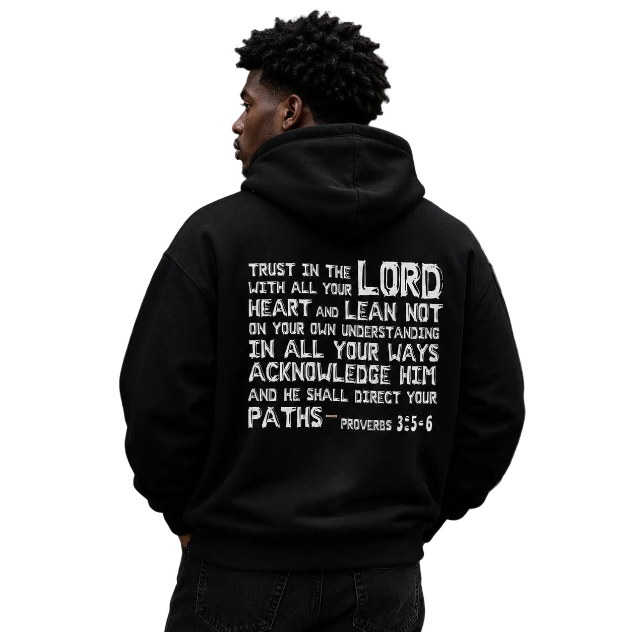 Proverbs 3:5–6 Premium Faith Hoodie – Black Edition