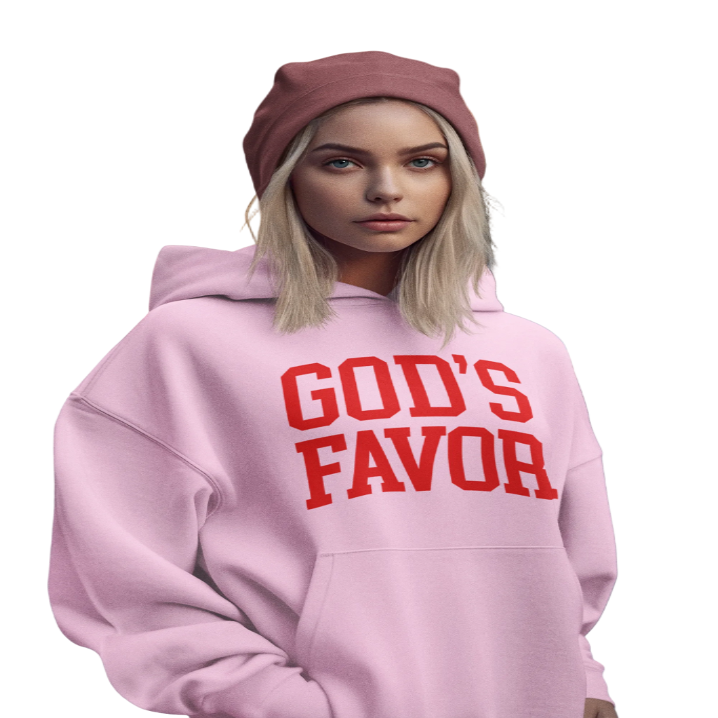 God’s Favor Hoodies Pink | Red lettering