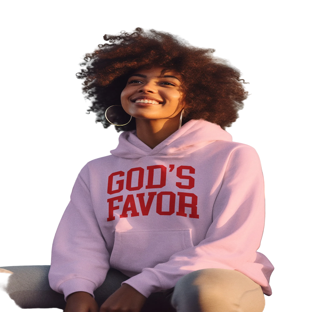 God’s Favor Hoodies Pink | Red lettering