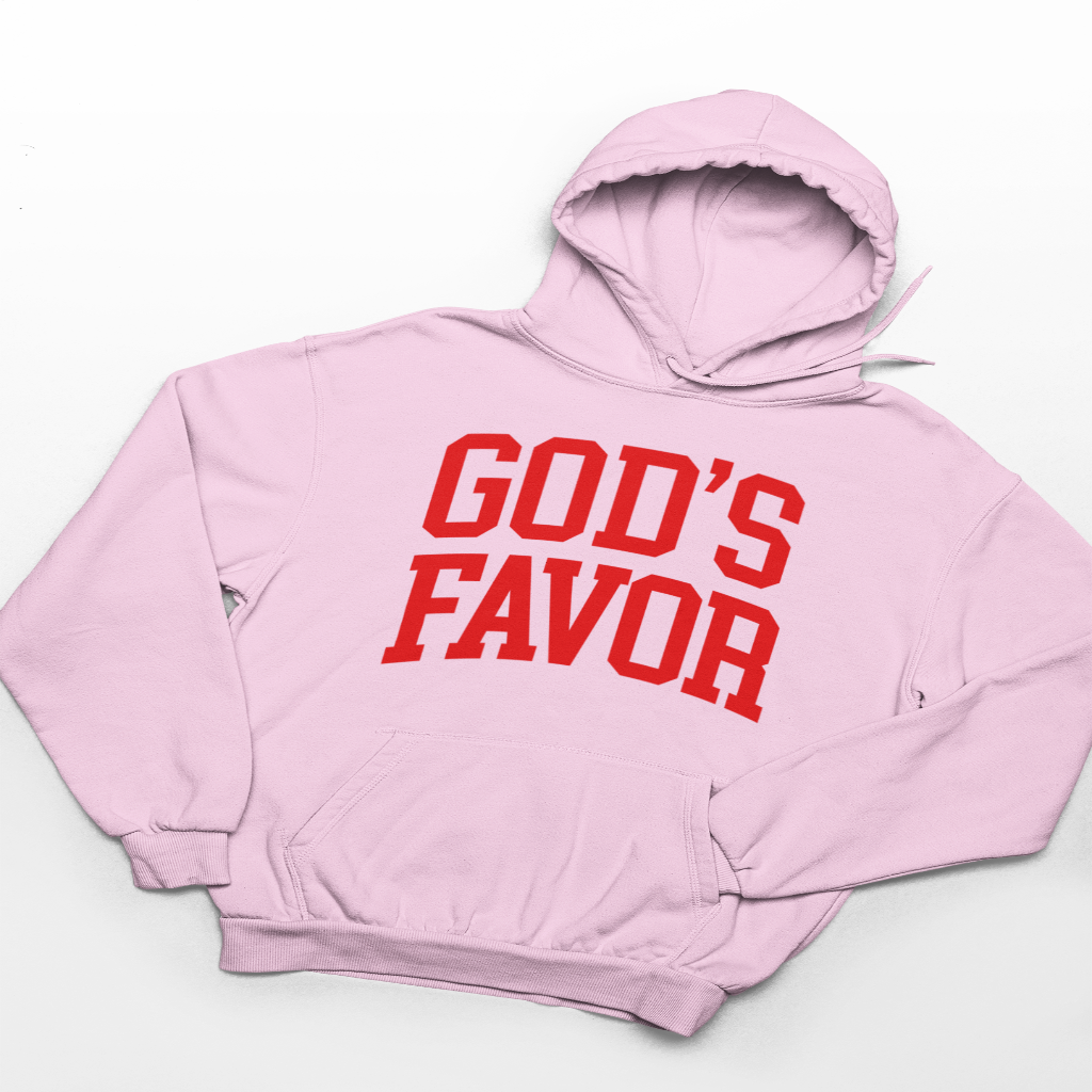 God’s Favor Hoodies Pink | Red lettering