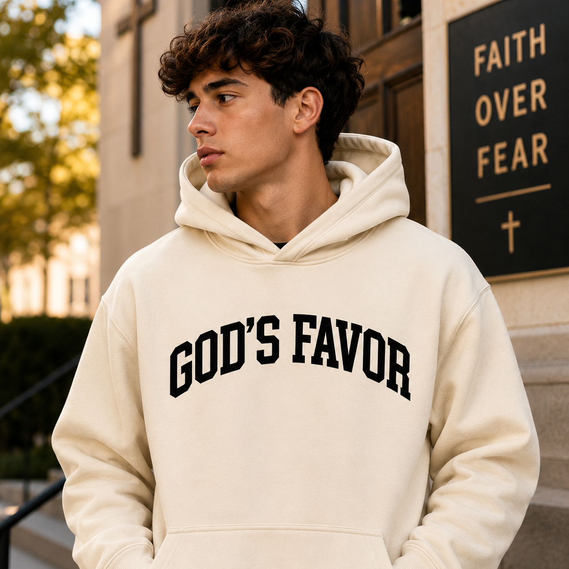 God’s Favor Premium Hoodie – Cream Edition