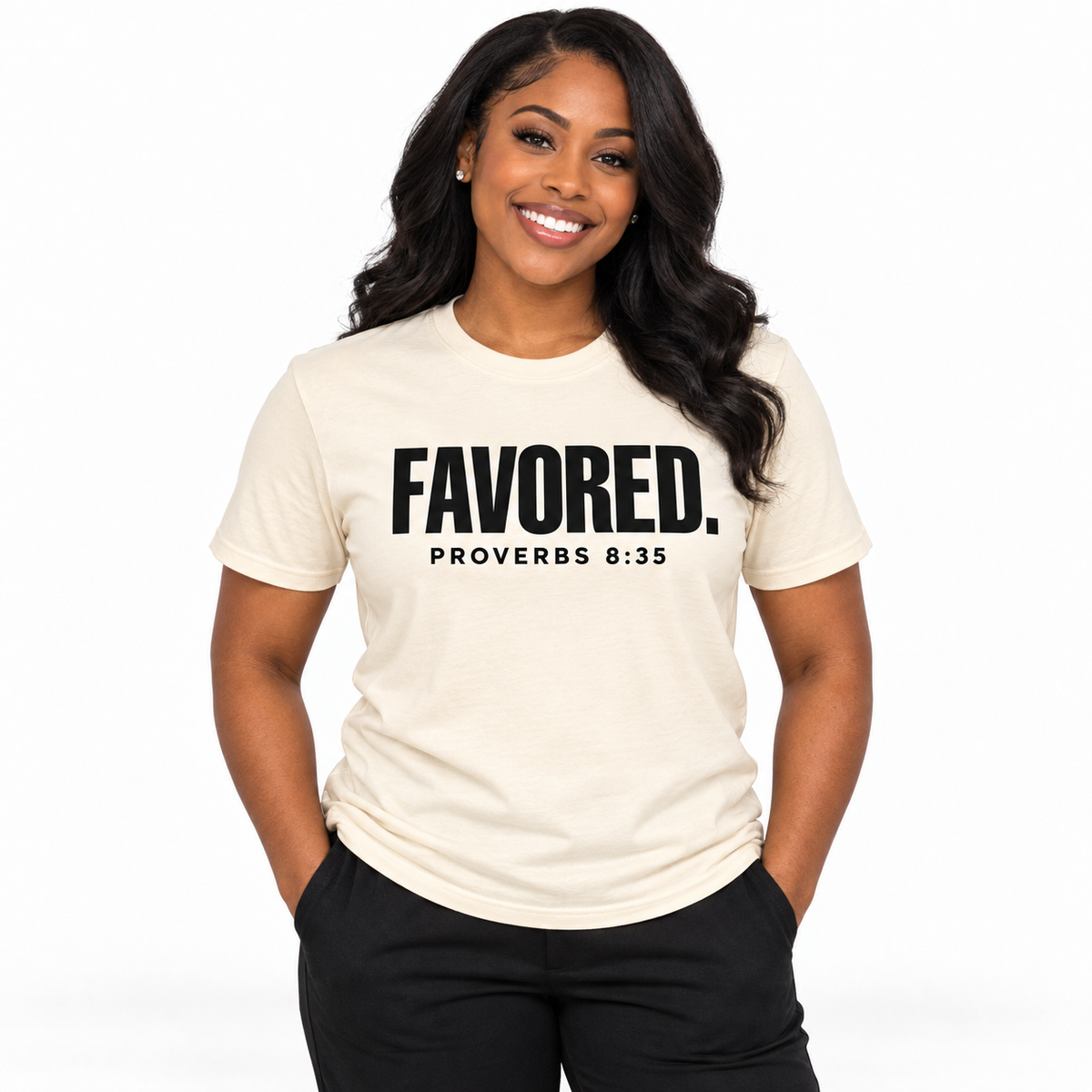 FAVORED.™ Proverbs 8:35 Premium Tee