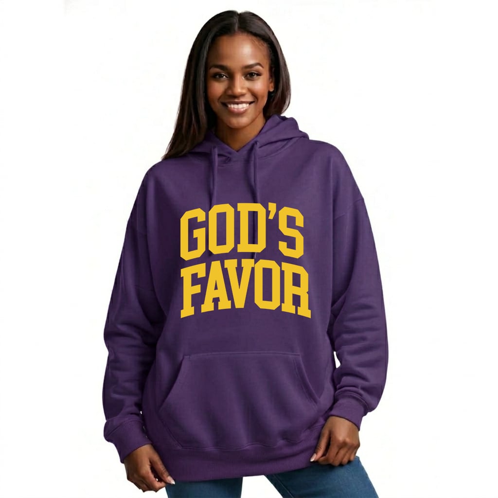 God’s Favor Hoodies Purple | Gold lettering
