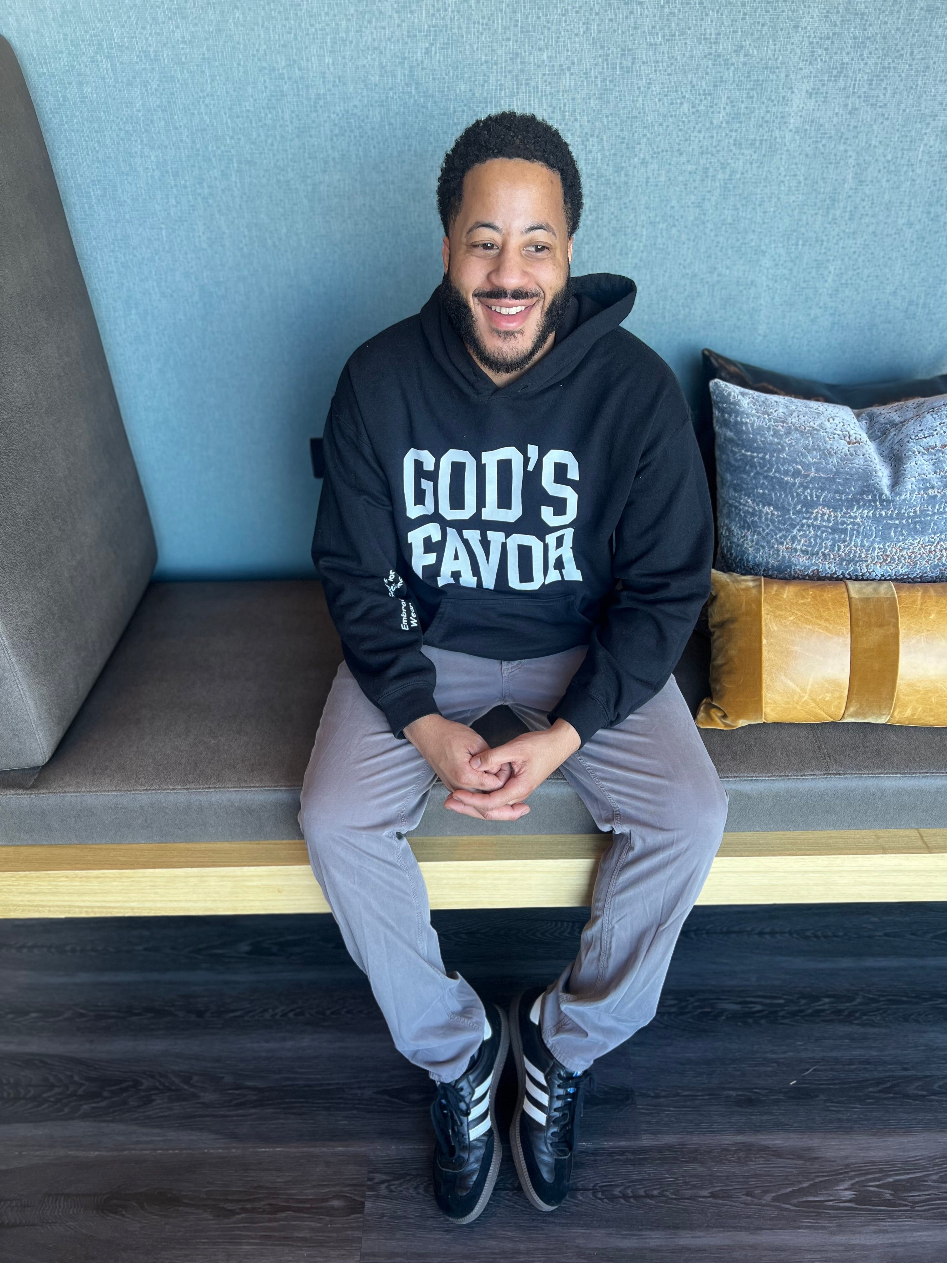 God’s Favor Hoodies  Black | White Lettering