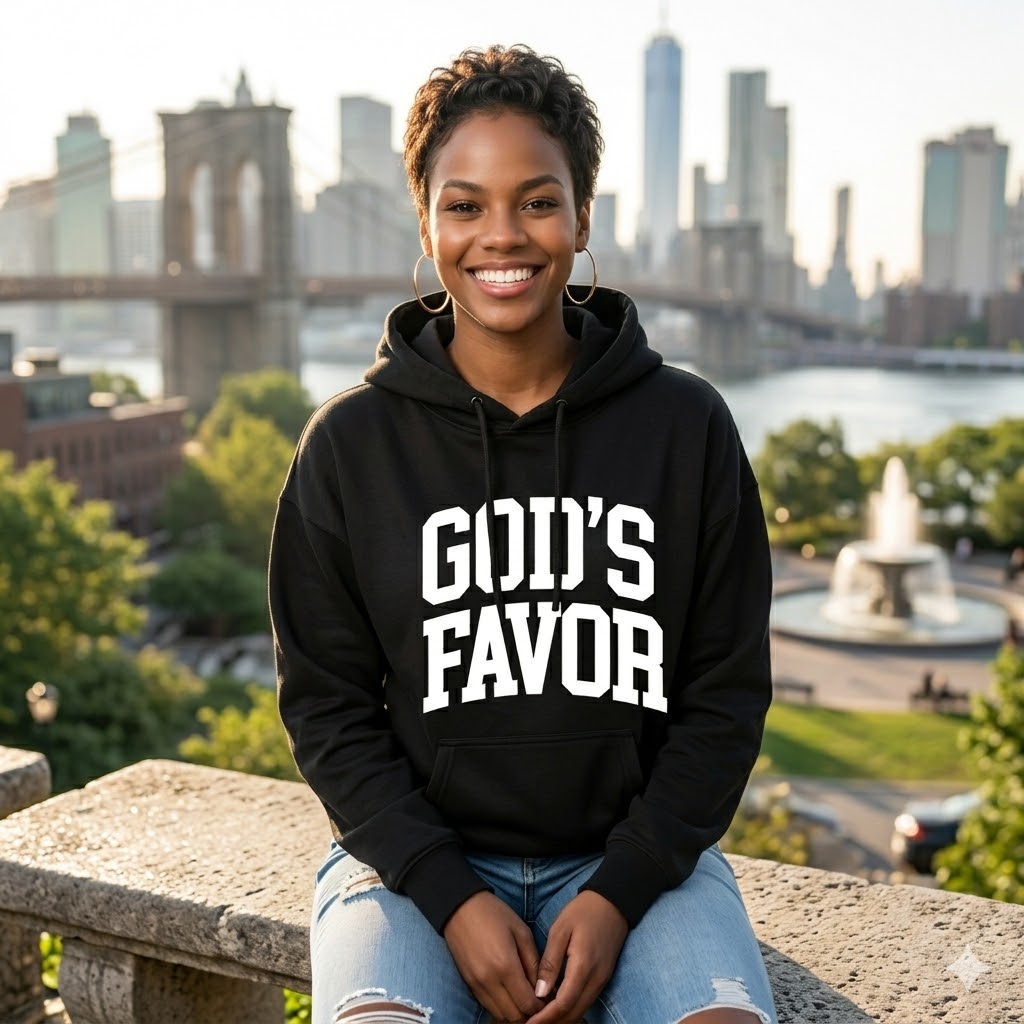 God’s Favor Hoodies  Black | White Lettering