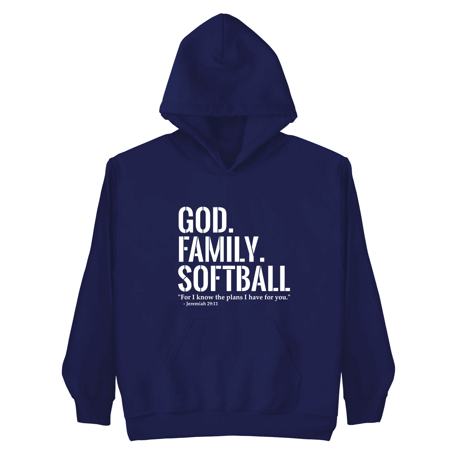 God. Family.  Softball Hoodie (Youth Collection)