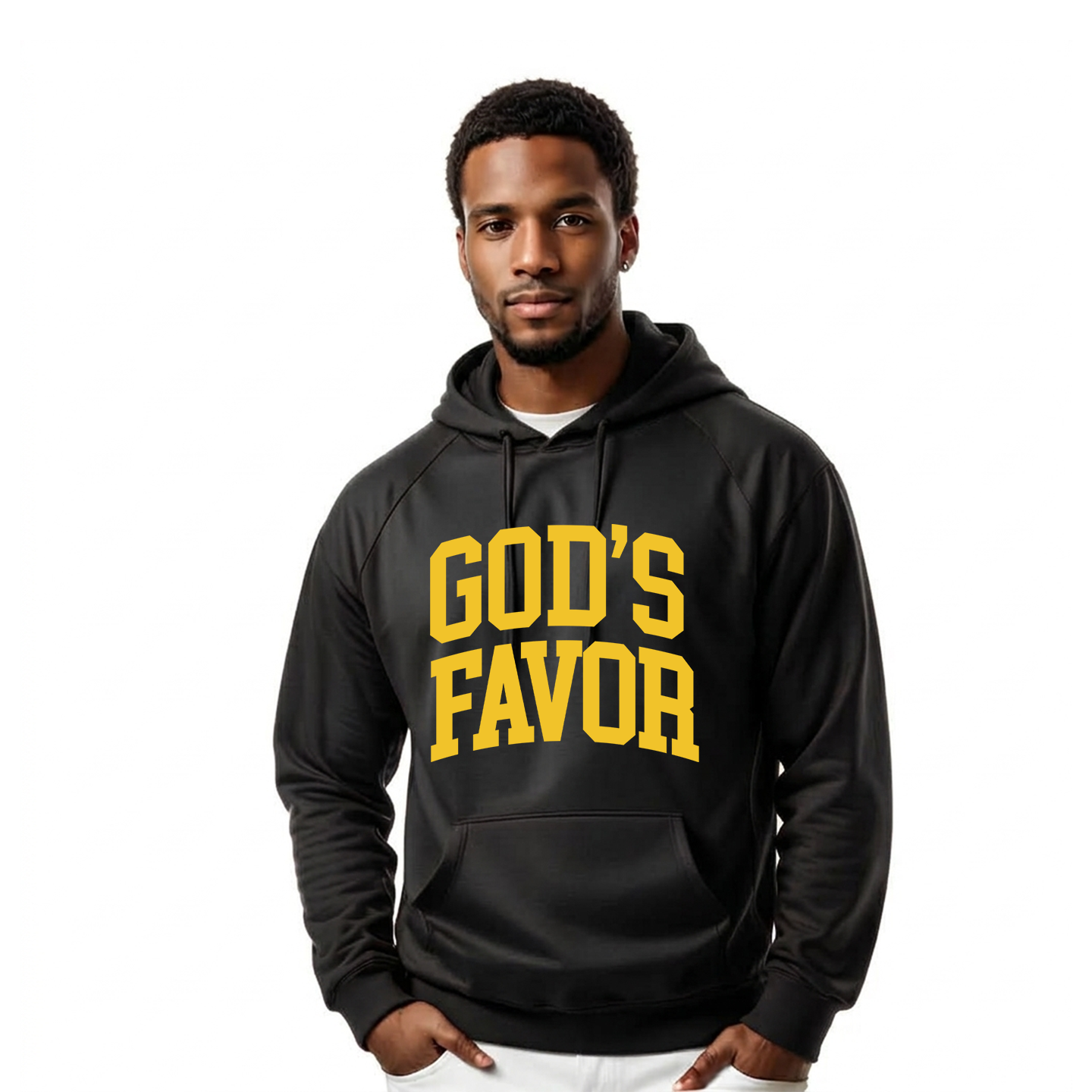 God’s Favor Hoodies Black | Gold lettering
