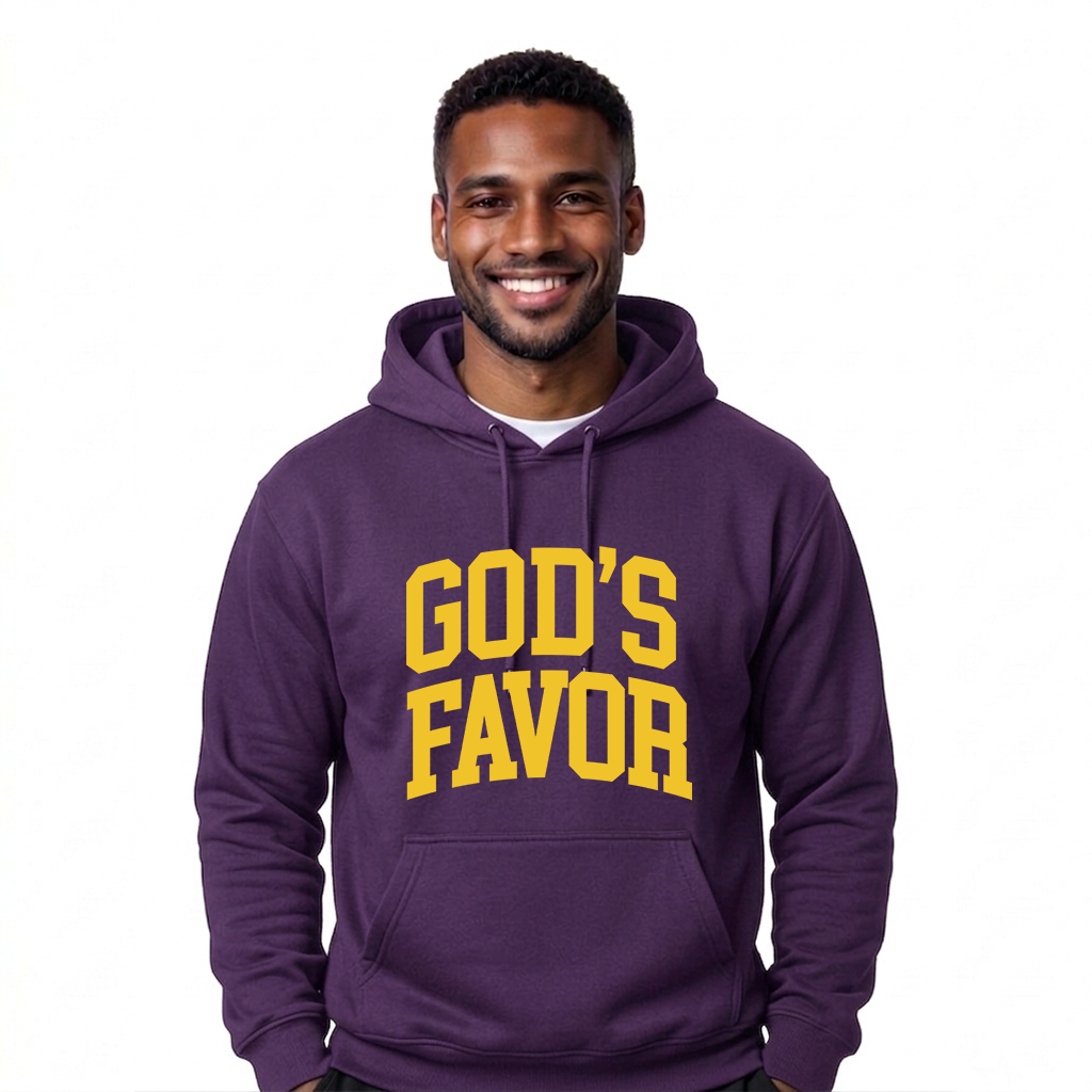 God’s Favor Hoodies Purple | Gold lettering