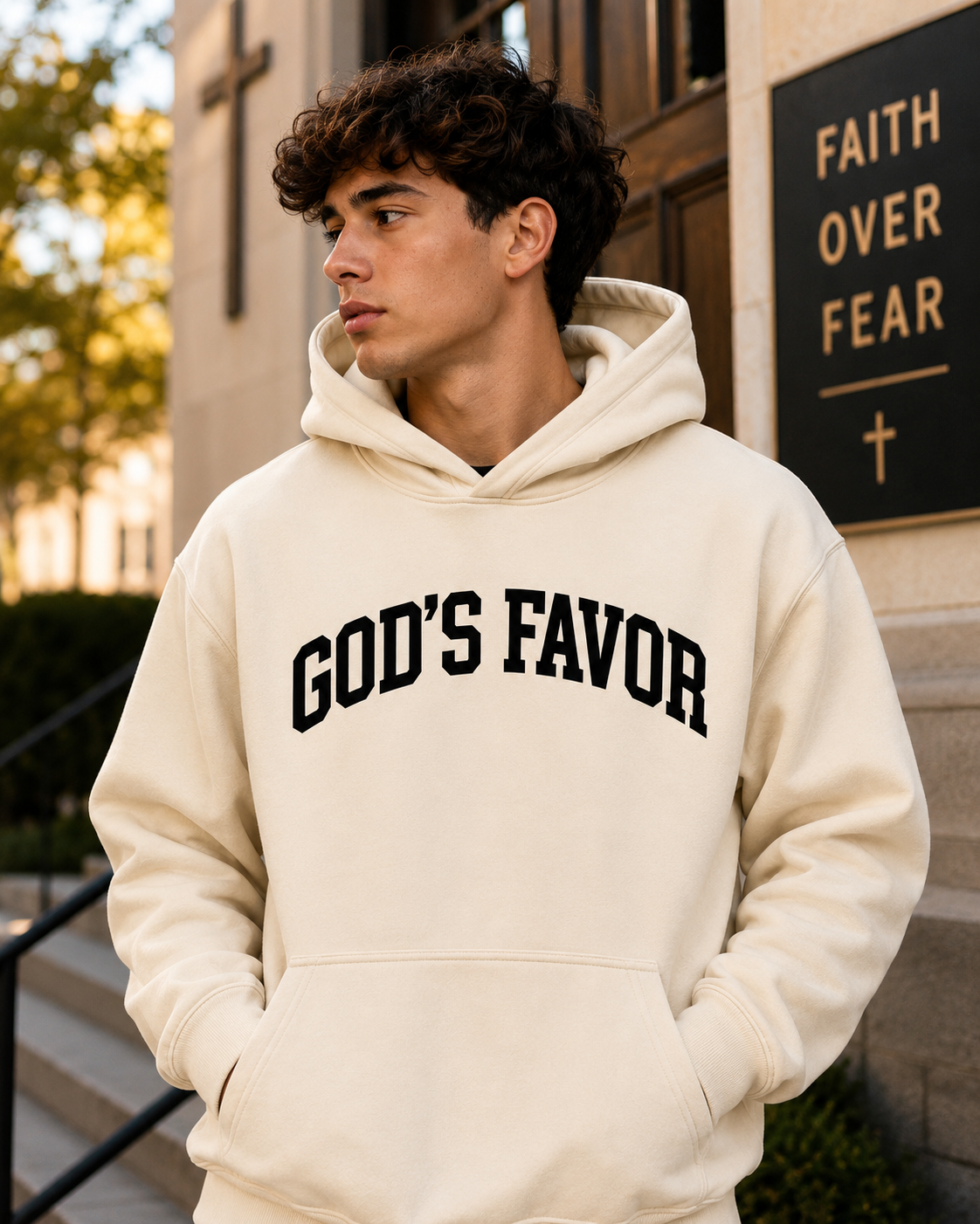 God’s Favor Premium Hoodie – Cream Edition